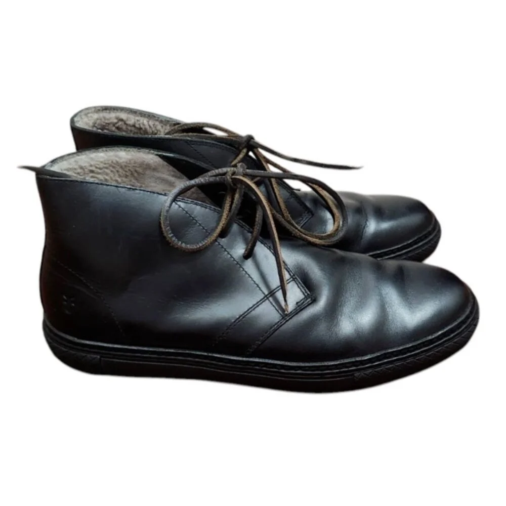 FRYE Shearling Leather Boots Black US 10 Winter Men  Shoes